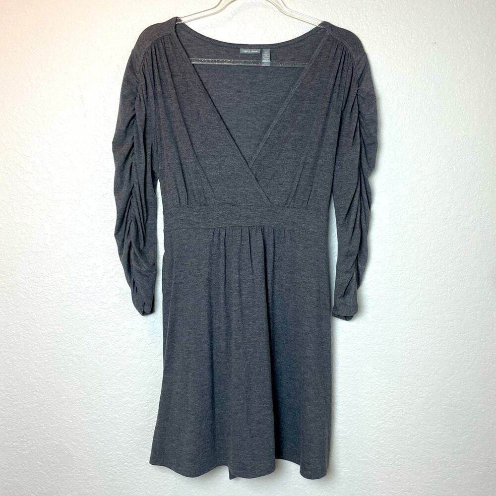 APT 9 Charcoal Heather Mini Dress w/Faux Wrap Size L